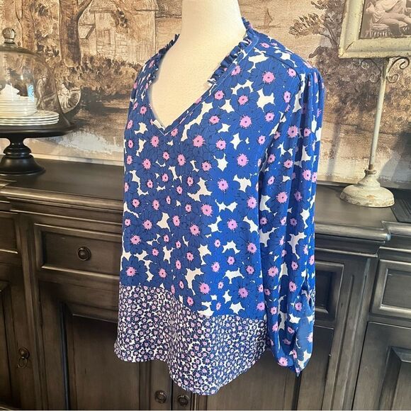 ELLE Blue, Pink & White Floral Long Sleeve Top size XXL - Picture 3 of 9